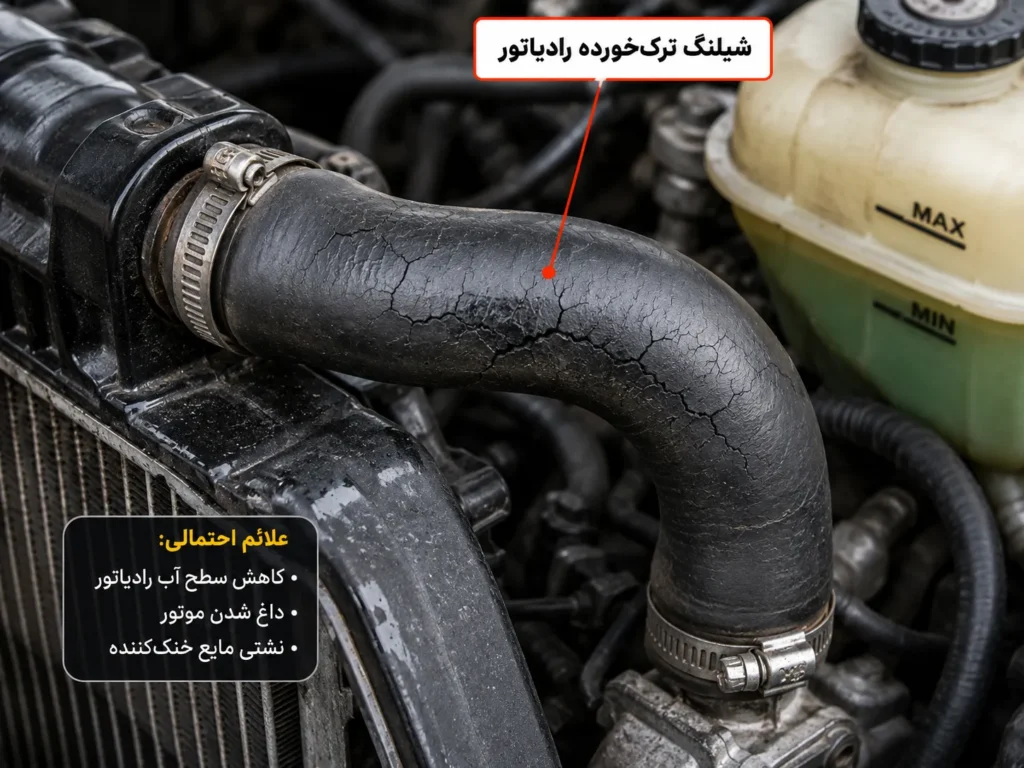 Cracked radiator hose