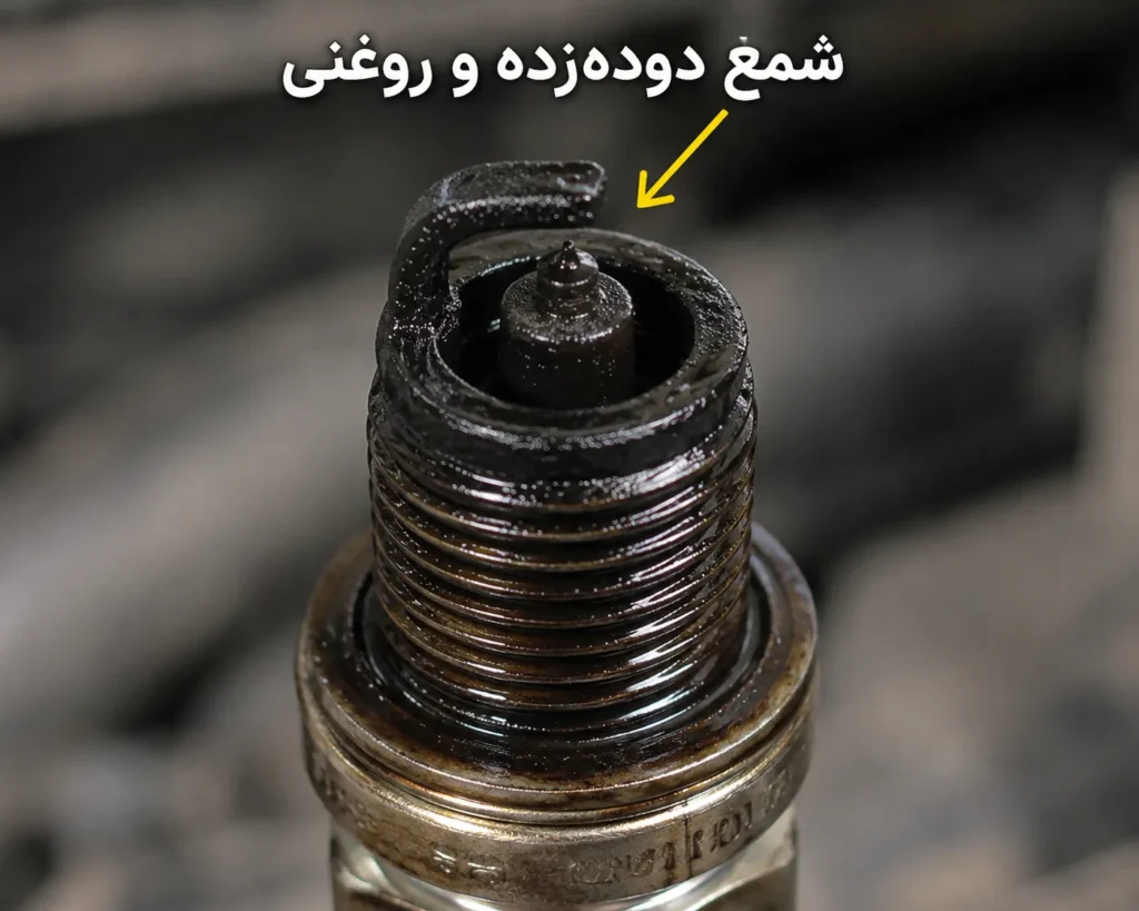 علائم خرابی شمع خودرو | ۱۰ نشانه مهم + زمان تعویض شمع 14 Sooty and oily candle