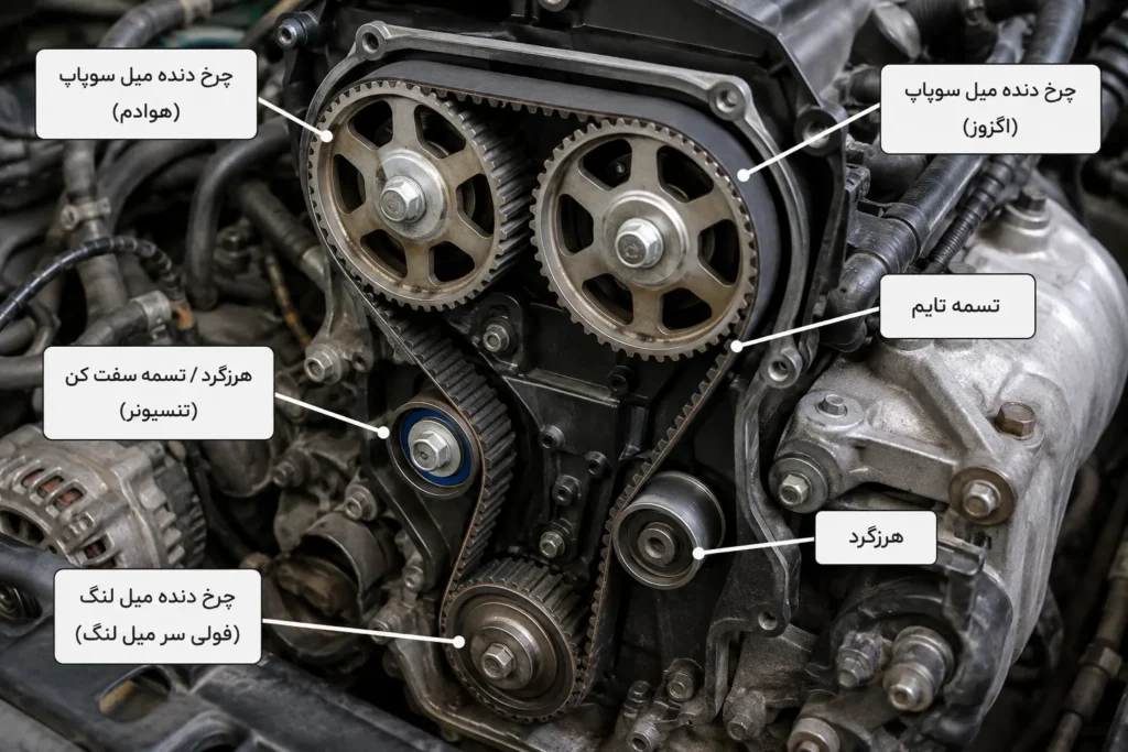 چه زمانی تسمه تایم را تعویض کنیم؟ | زمان مناسب تعویض + علائم خرابی و عواقب پارگی 2 تسمه تایم در موتور خودرو